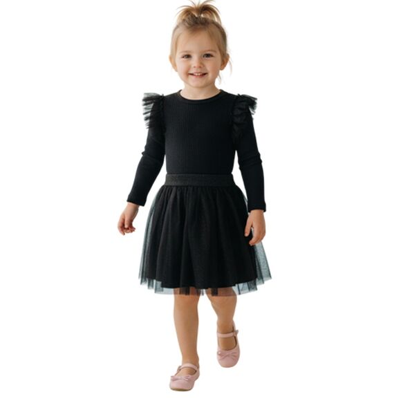 2 Pieces Art Class Black Sparkle Tutu Tule Skirt  & Old Navy Polka Dot Skirt - Picture 1 of 12